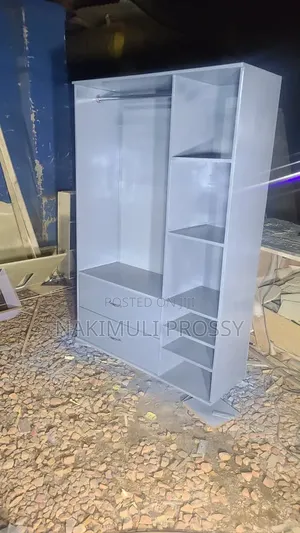 Gray Open Wardrobe With Hanging Rail