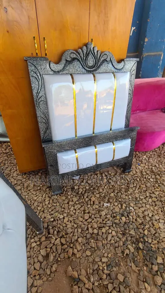 3by6 White Leather Bed