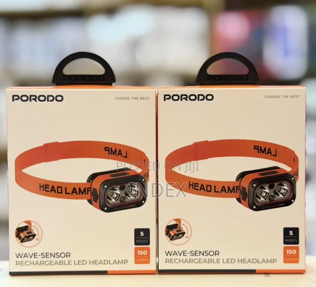 Porodo Wave Sensor Rechargeable LED Head Lamp, 5×Lighting Modes