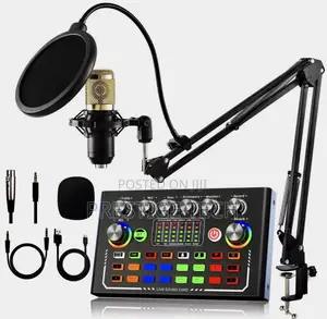 F009 Live Sound Card Set With Microphone, Bluetooth Audio Mixer