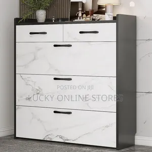 Modern Marble Color 4 Tier Shoe Cabinet