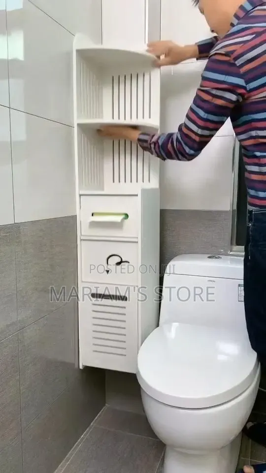 Bathroom Storage Cabinet Witha Top Open Shelf, a Middle Compartment
