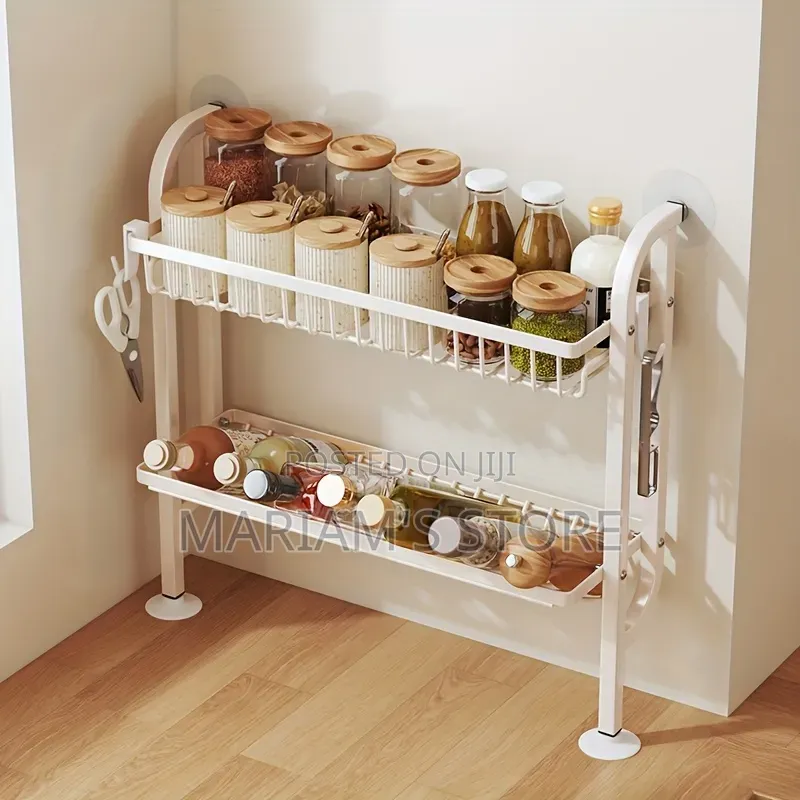 3-Tier White Metal Hanging Rack Utilizes Suction Cups for Wall Hanging