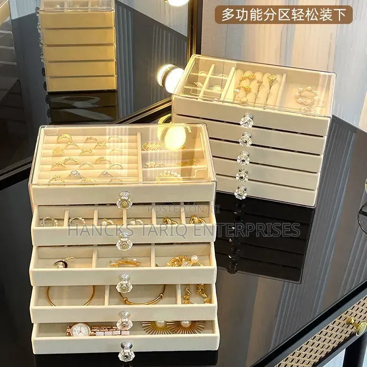 Multi-Tier Velvet Jewelry Box / Makeup Organizer