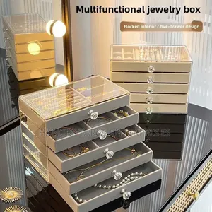 Multi-Tier Velvet Jewelry Box / Makeup Organizer
