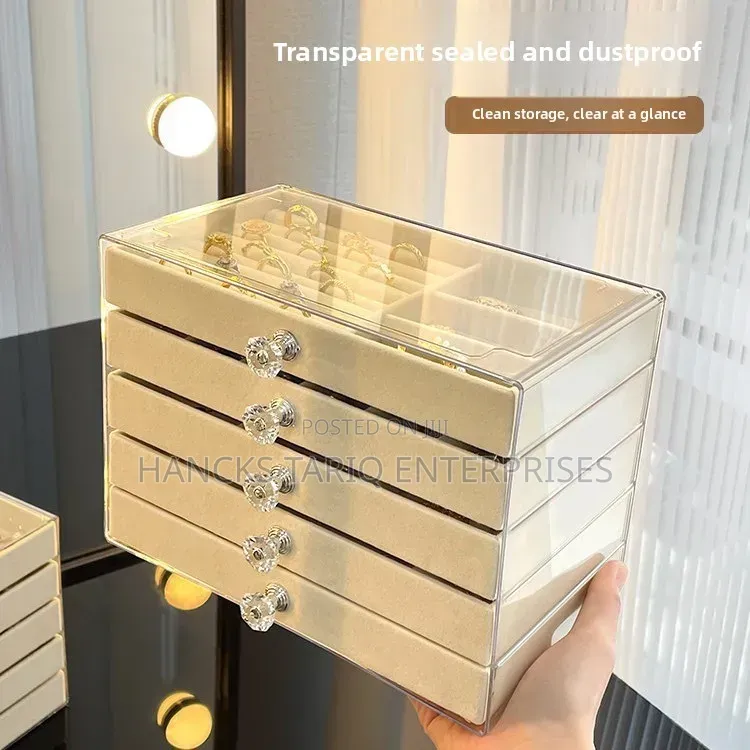 Multi-Tier Velvet Jewelry Box / Makeup Organizer