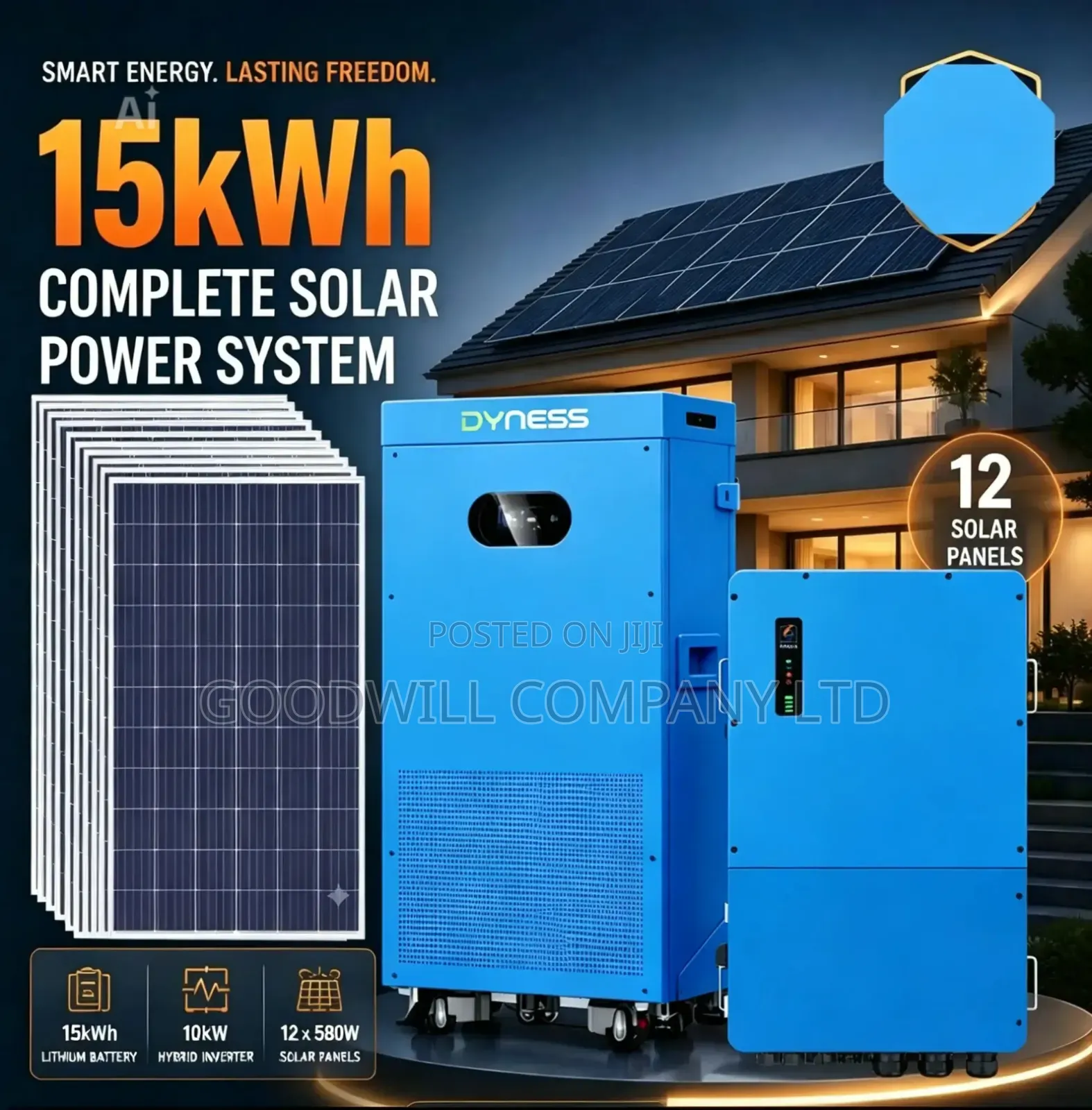 15kwh 10kva 48v Dyness Hybrid Complete Solar System