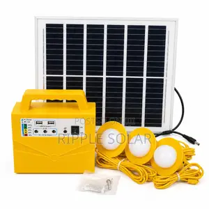 20W Portable Solar Lighting Kit 3 Bulbs With FM Radio USB Charger