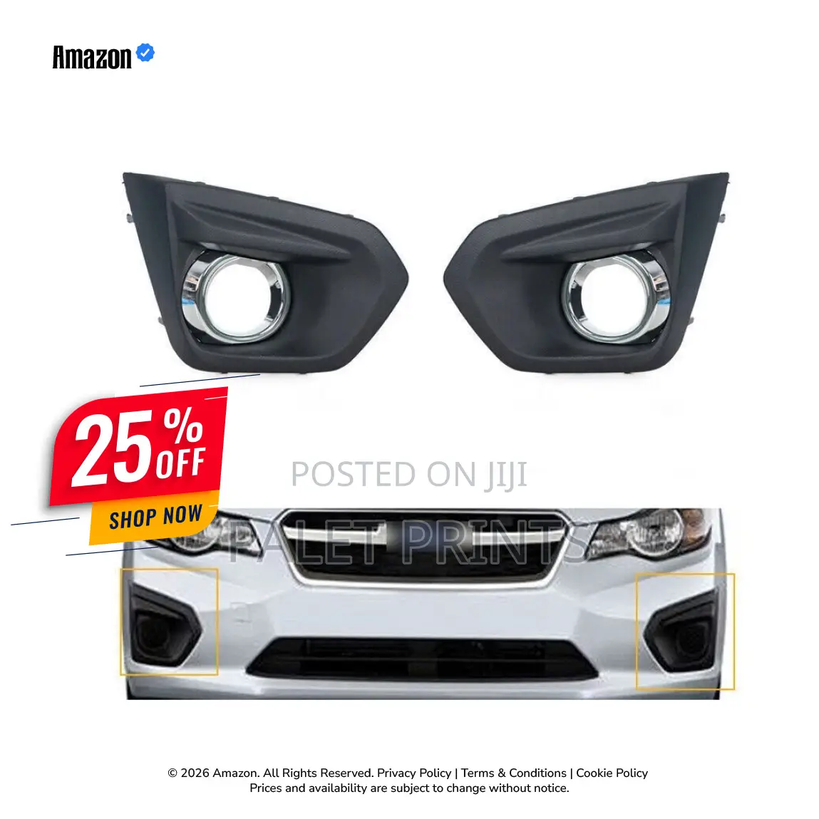 Fog Light Bezel W/ Chrome Fits 2012-2014 Subaru Impreza