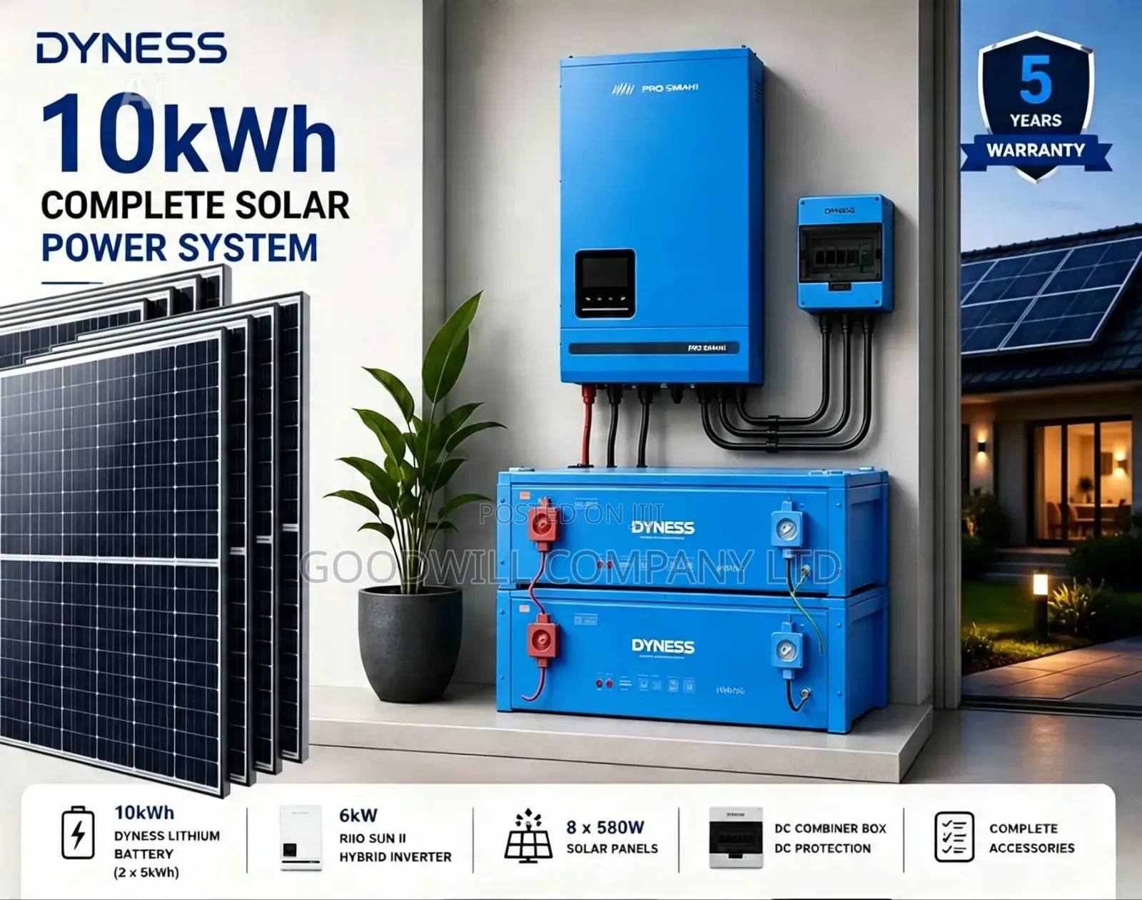 10kwh 6kva 48v Dyness Hybrid Complete Solar System
