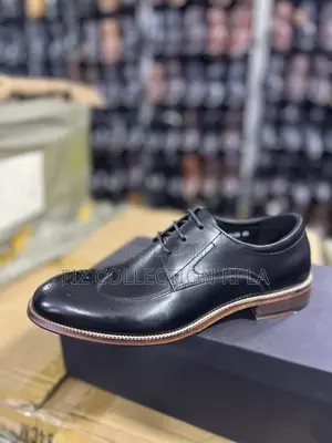 Men’s Original Black Leather Brogue Oxford Shoes Wooden Sole