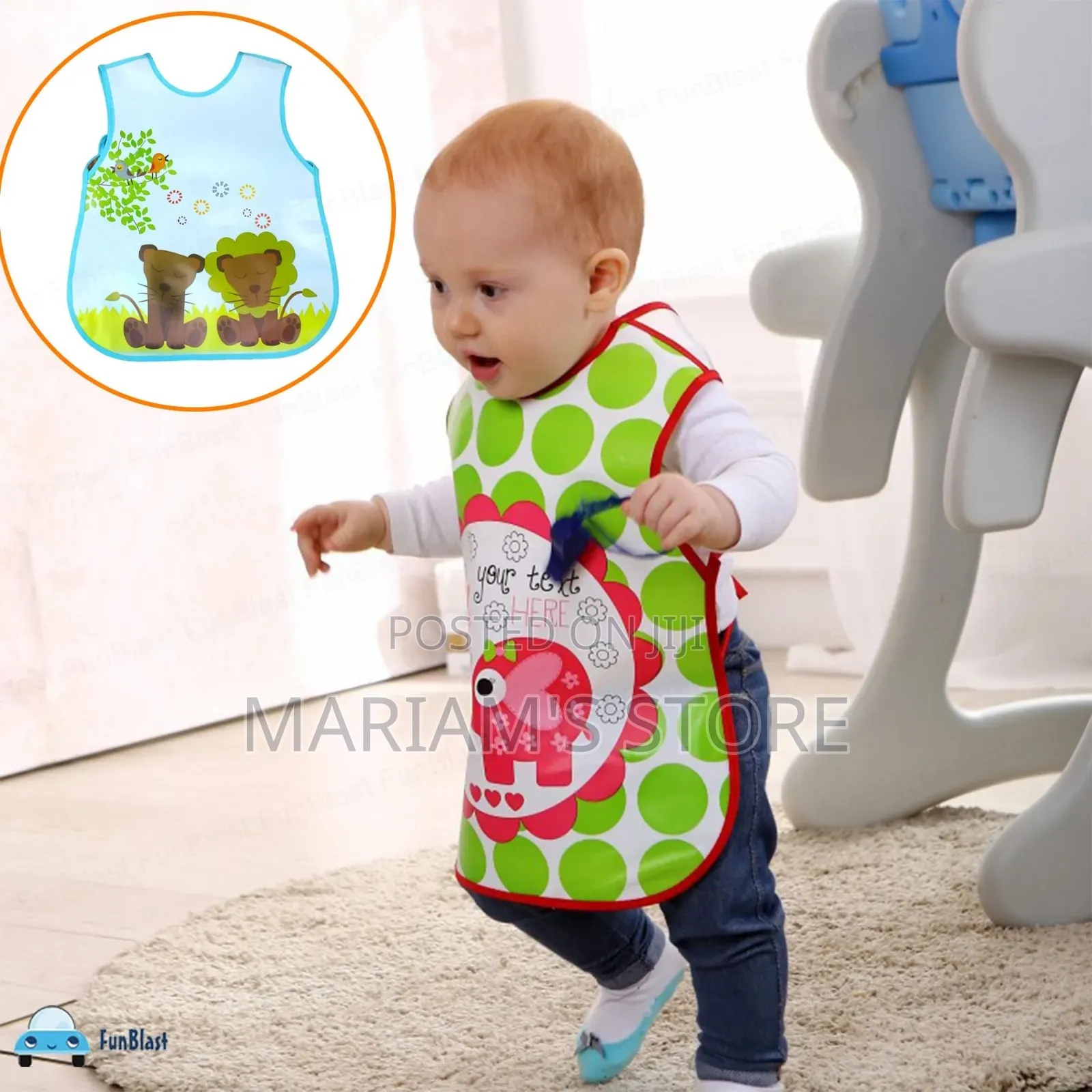 Sleeveless, Waterproof Baby Apron Bib With a Rocket Graphic