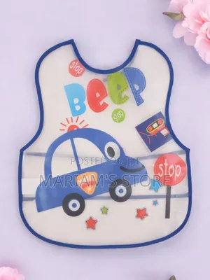 Sleeveless, Waterproof Baby Apron Bib With a Rocket Graphic