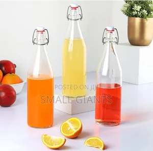 Glass Bottle Set With Airtight Flip Cap