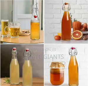 Glass Bottle Set With Airtight Flip Cap