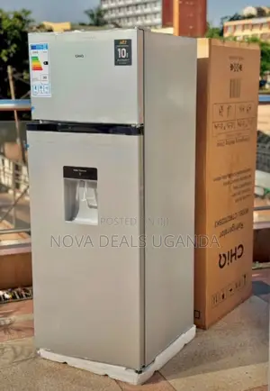Chiq 270L Refrigerator Double Door Silver With Water Dispenser