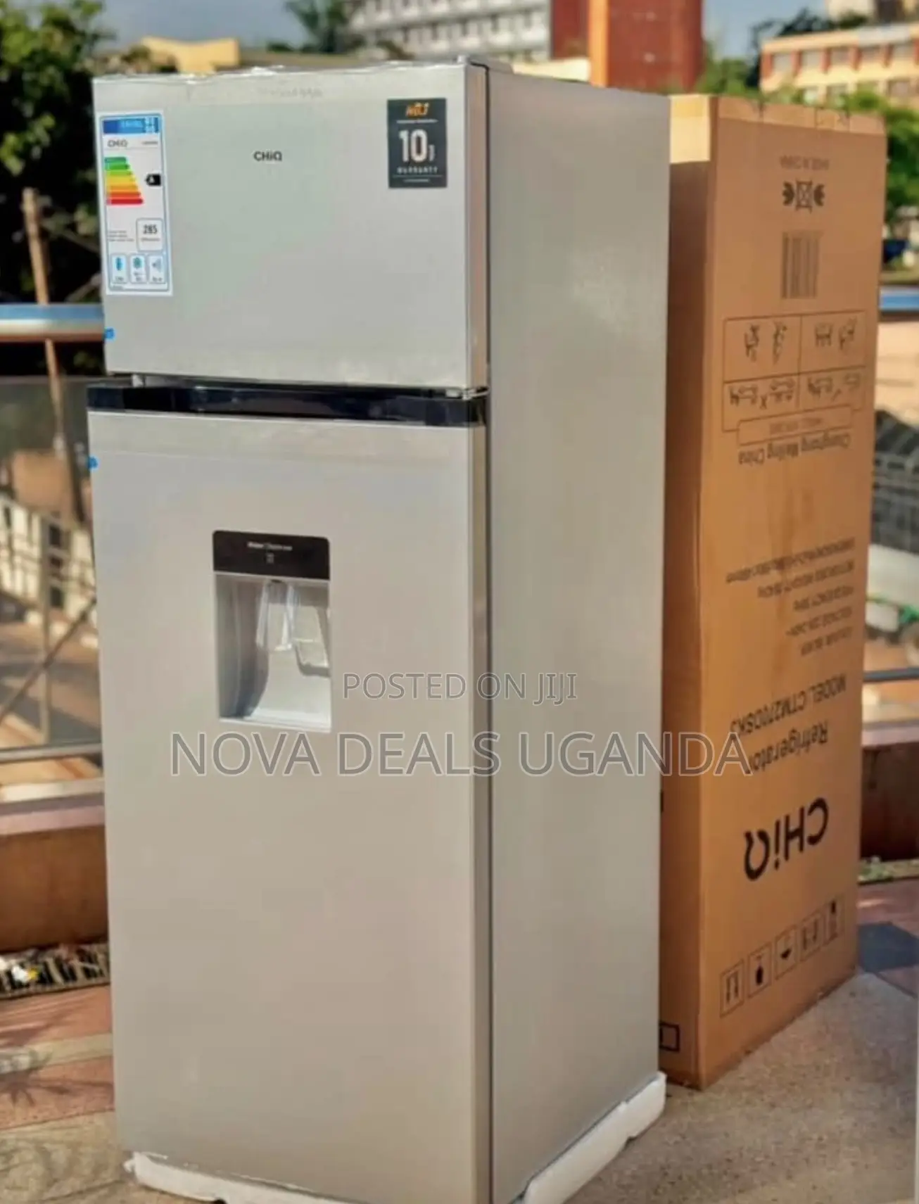 Chiq 270L Refrigerator Double Door Silver With Water Dispenser