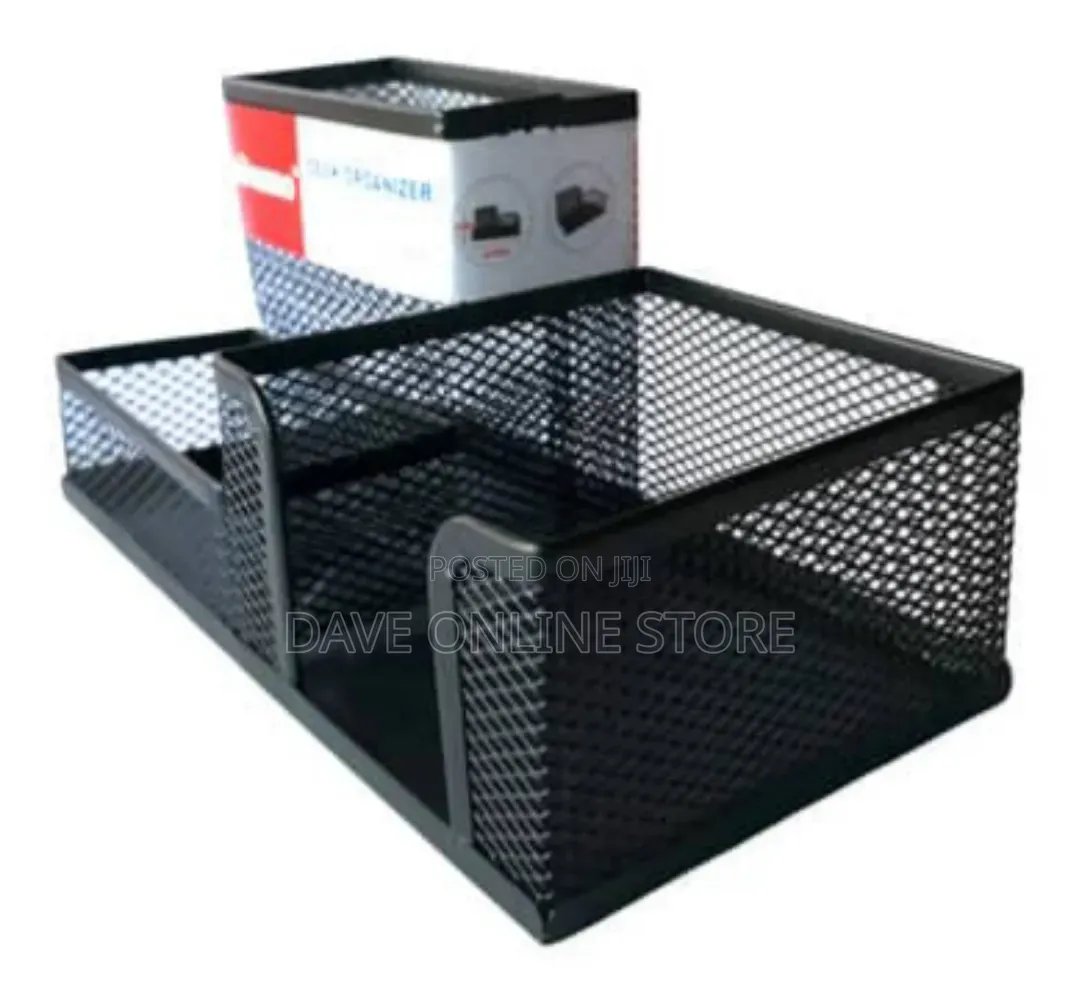 3 Compartment Multi Functional Metal Mesh Desk Organizer