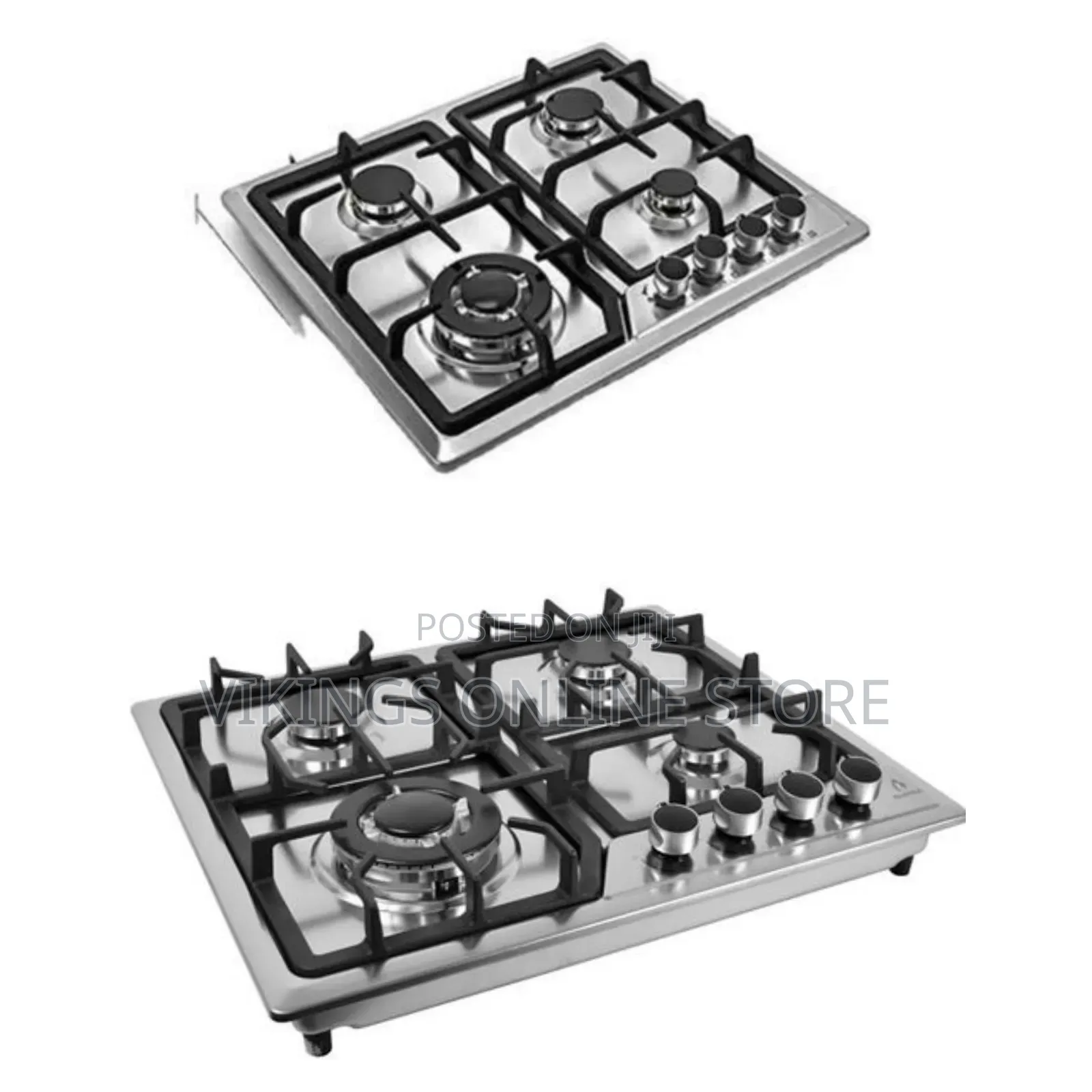 4 Burner Countertop Gas Hob 60 Cm With Auto Ignition, Cast Iron Suppor