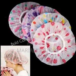 3pcs Colorful Plastic Shower Caps Featuring Butterfly