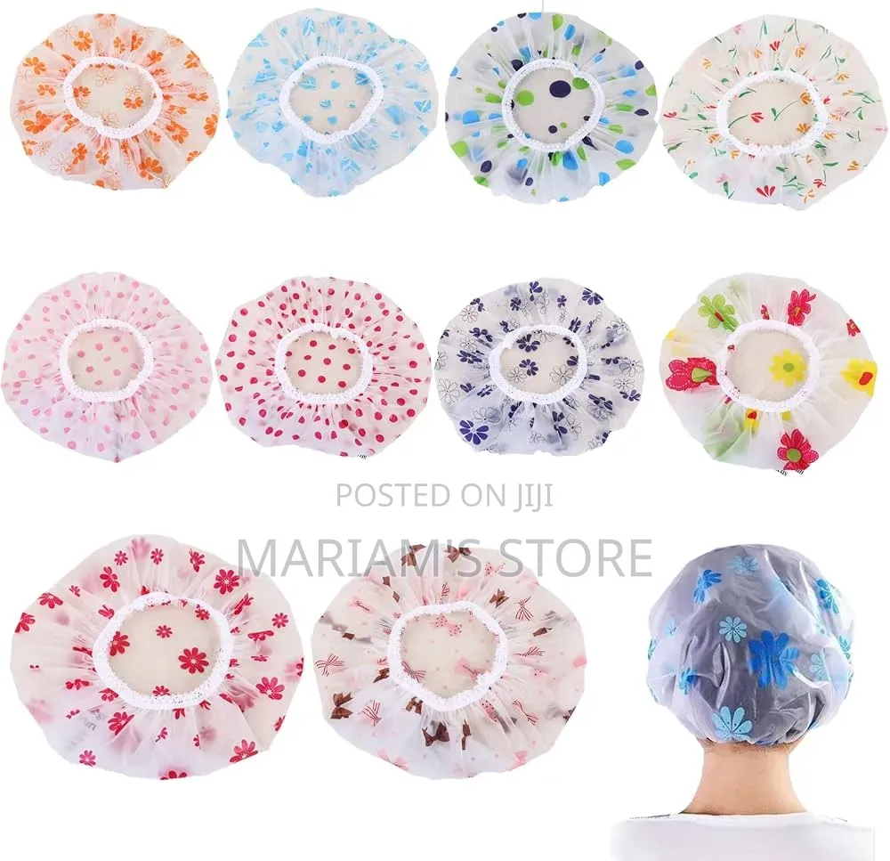 3pcs Colorful Plastic Shower Caps Featuring Butterfly