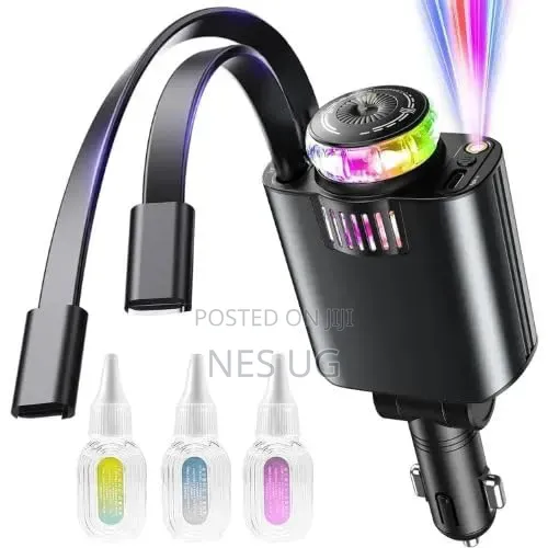 Smart Retractable Car Charger 5 in 1 With Starlight Aroma Diffuser