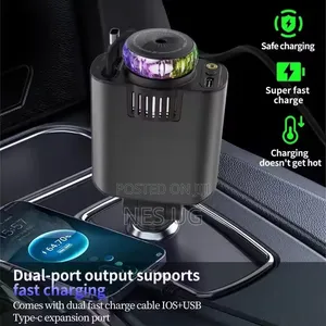 Smart Retractable Car Charger 5 in 1 With Starlight Aroma Diffuser