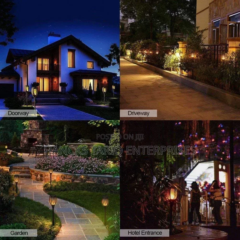 Solar-Powered Flickering Flame Garden Torch Lights.