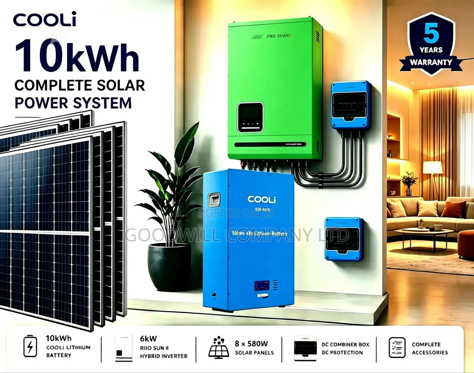 10kwh 6kva 48v Cooli Hybrid Complete Solar System