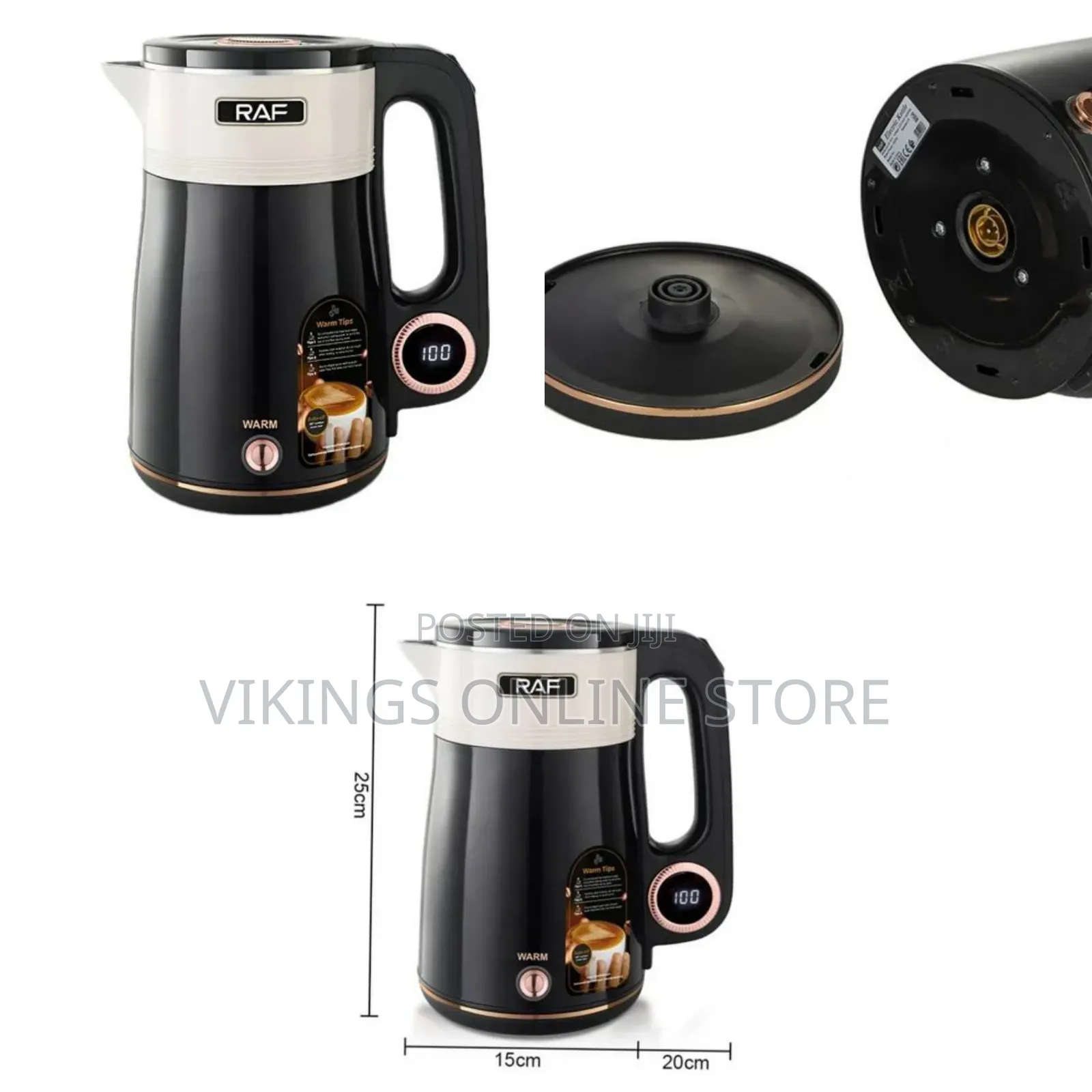 RAF 2.5L Double Layer Cordless Electric Kettle wWth Auto Shut-Off