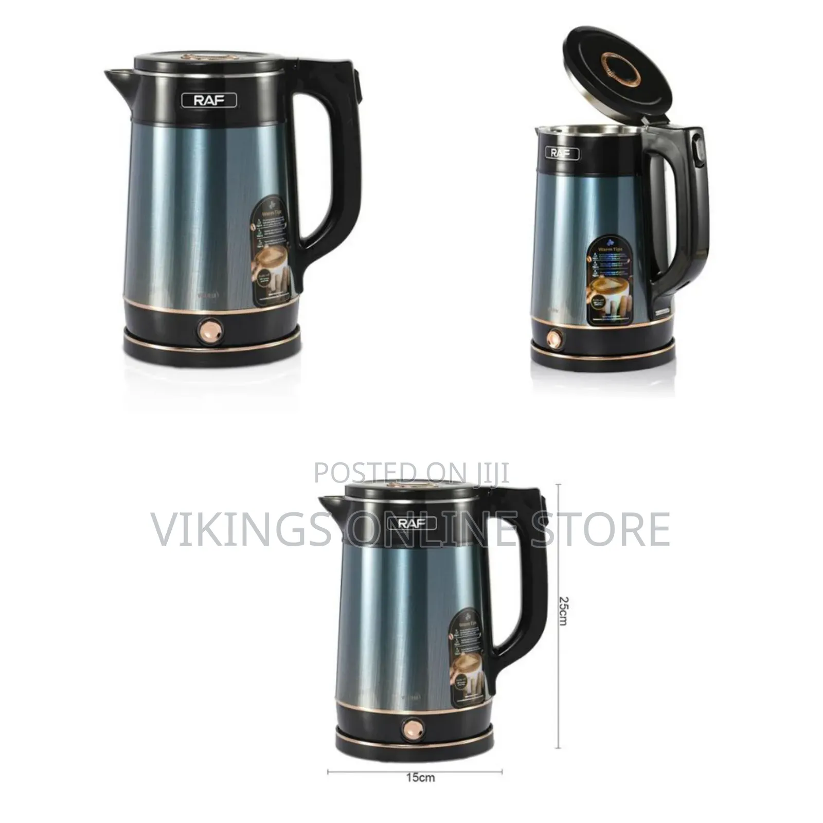 RAF 2.5Litre Stainless Steel Electric Kettle Large Capacity 360 Degree