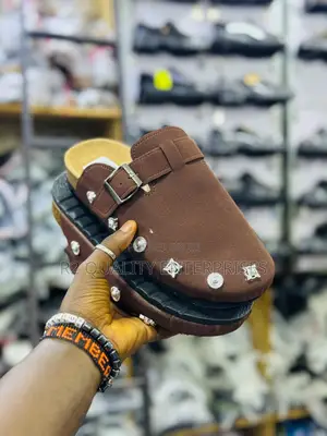 Cream-Colored Studded Mule Clog