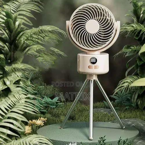 Camping Rechargeable Standing Fan With Tripod Legs
