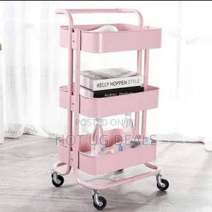 3 Tier Kitchen Rolling Cart Storage Trolley - Pink