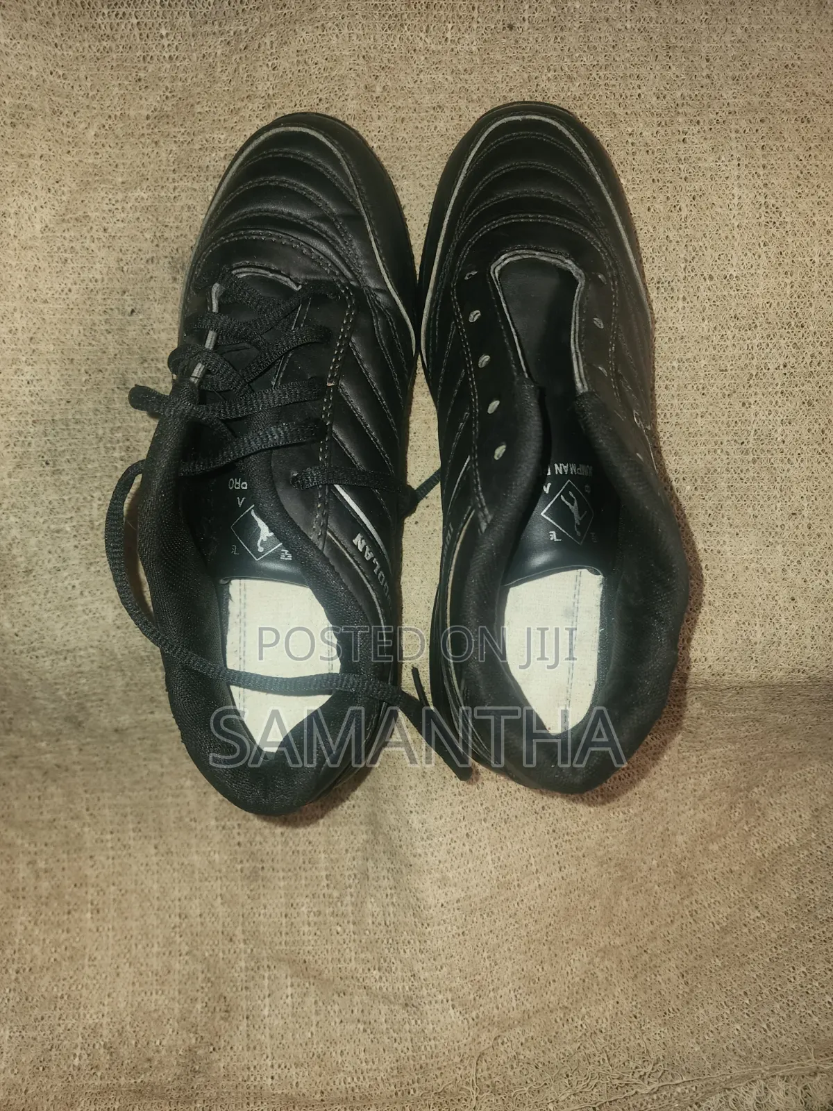 Plain Black Leather Sneakers Size 37-38(small)