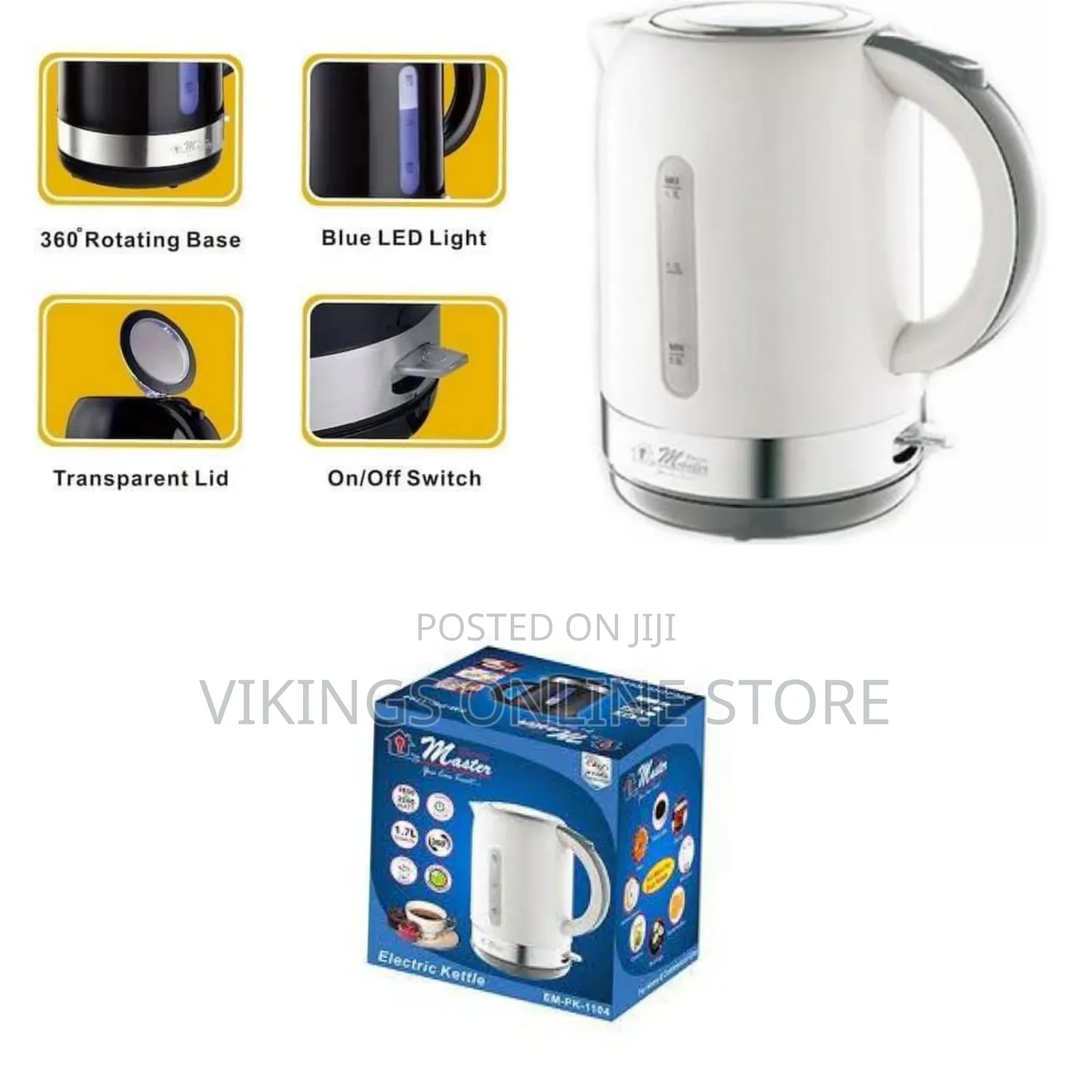 Electro Master 1.7L Plastic Electric Kettle for Boiling Water and Tea