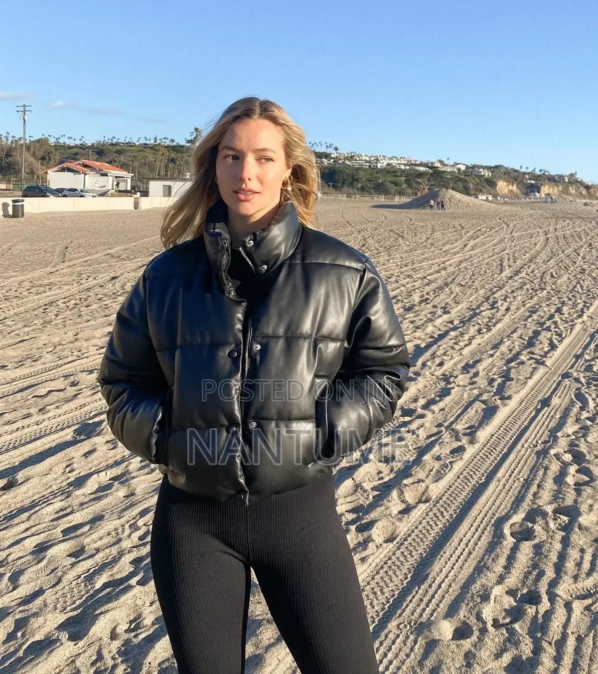 Puffed Black Leather Jacket