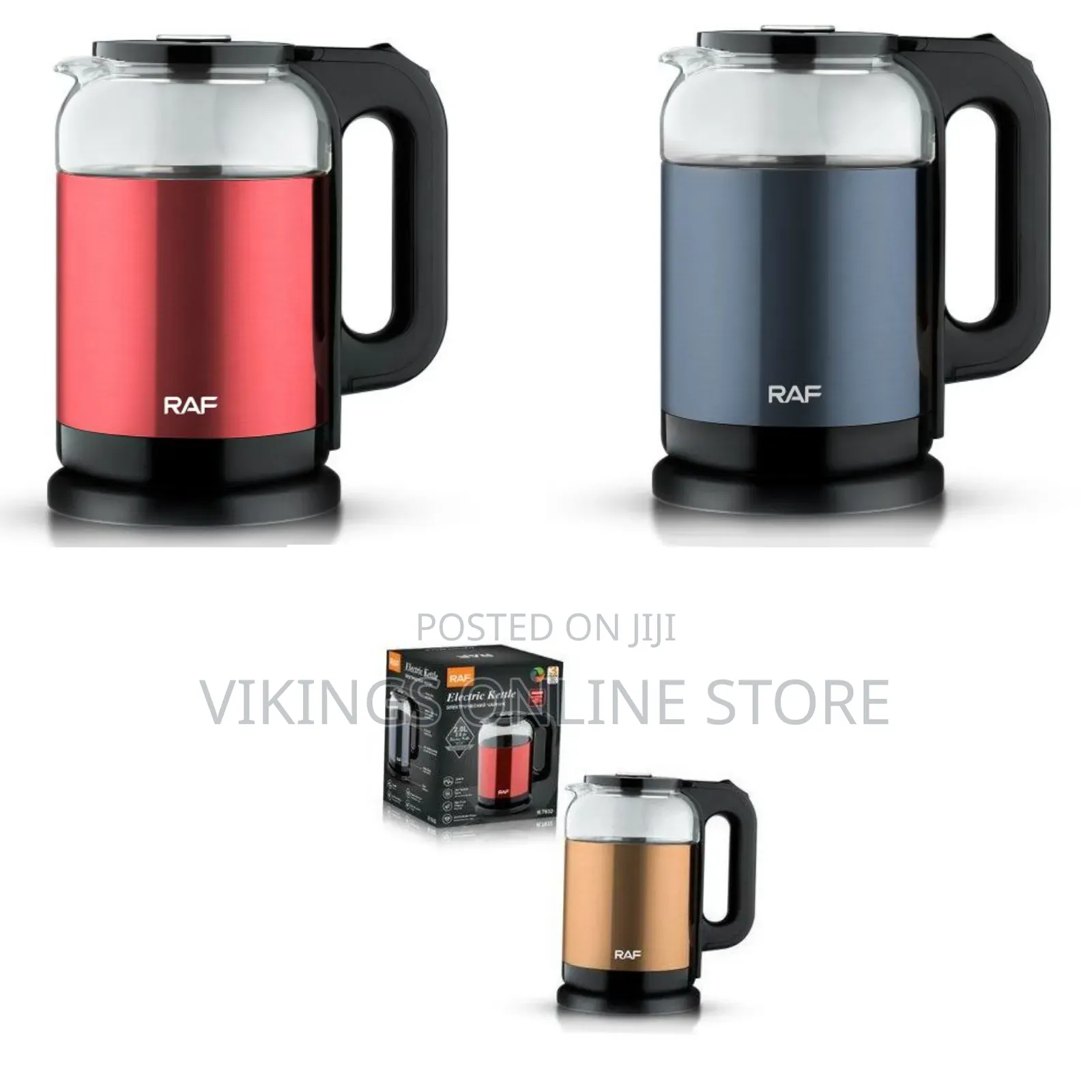 RAF 2 Litre Electric Glass Kettle Cordless With Blue LED Light