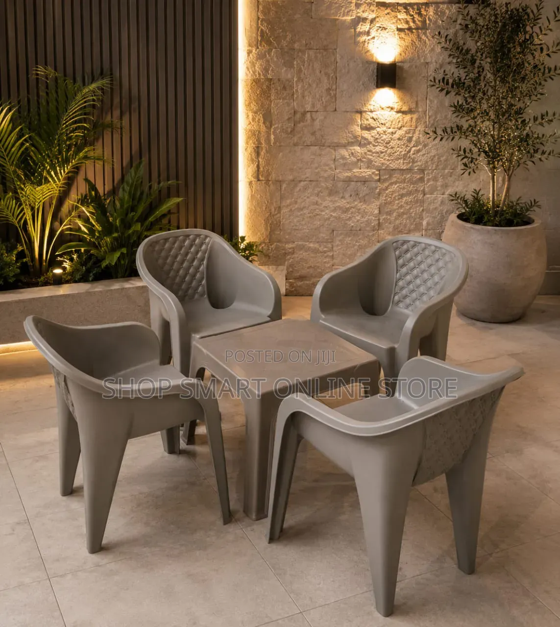 Simplive Plastic Chairs and Table Plastic Chairs and Table