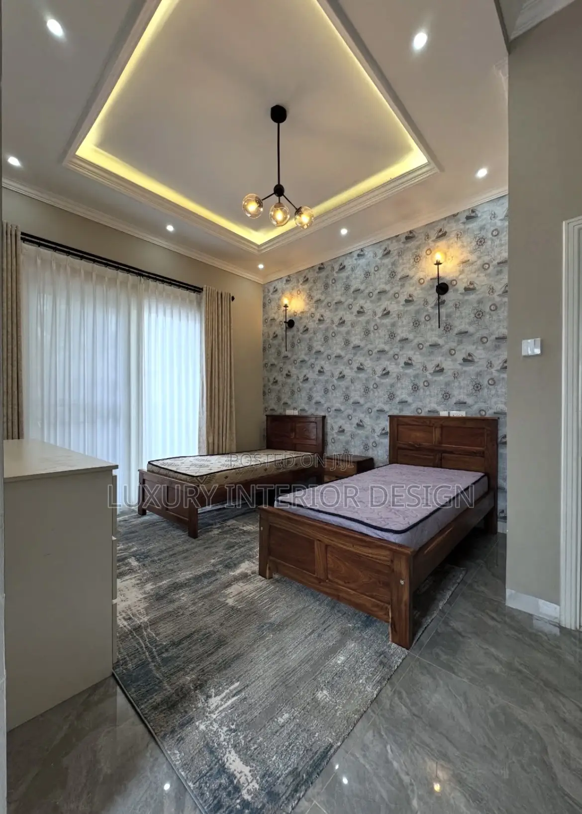 Modern Bedroom Design (Gypsum Ceiling and Cornice)