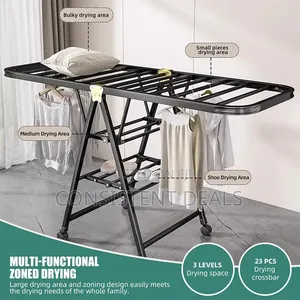 Foldable Clothes Drying Rack, 150CM 3-Tier Large