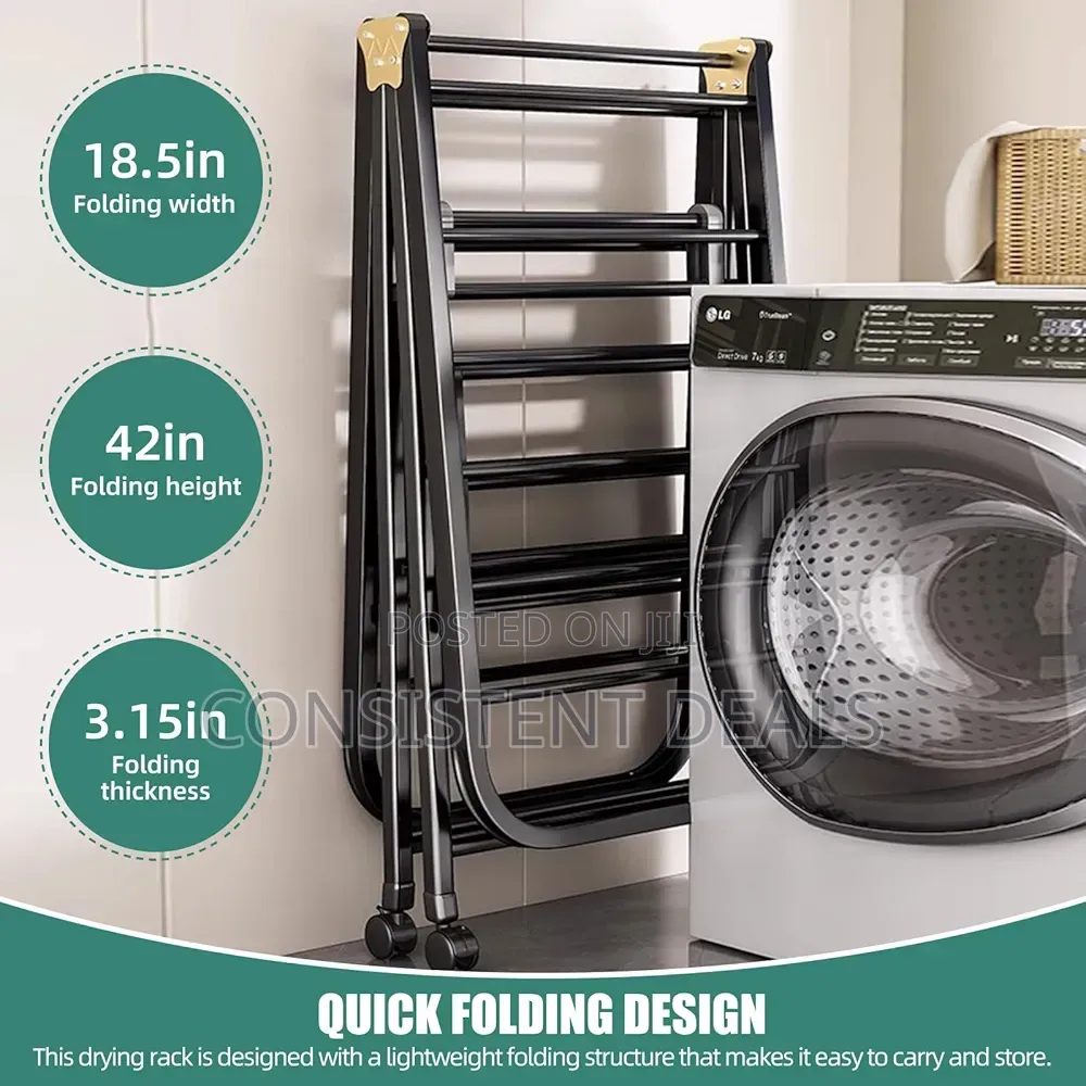 Foldable Clothes Drying Rack, 150CM 3-Tier Large