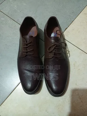 Classic Men's Coffee Brown Leather Derby Office Shoes - Size 42