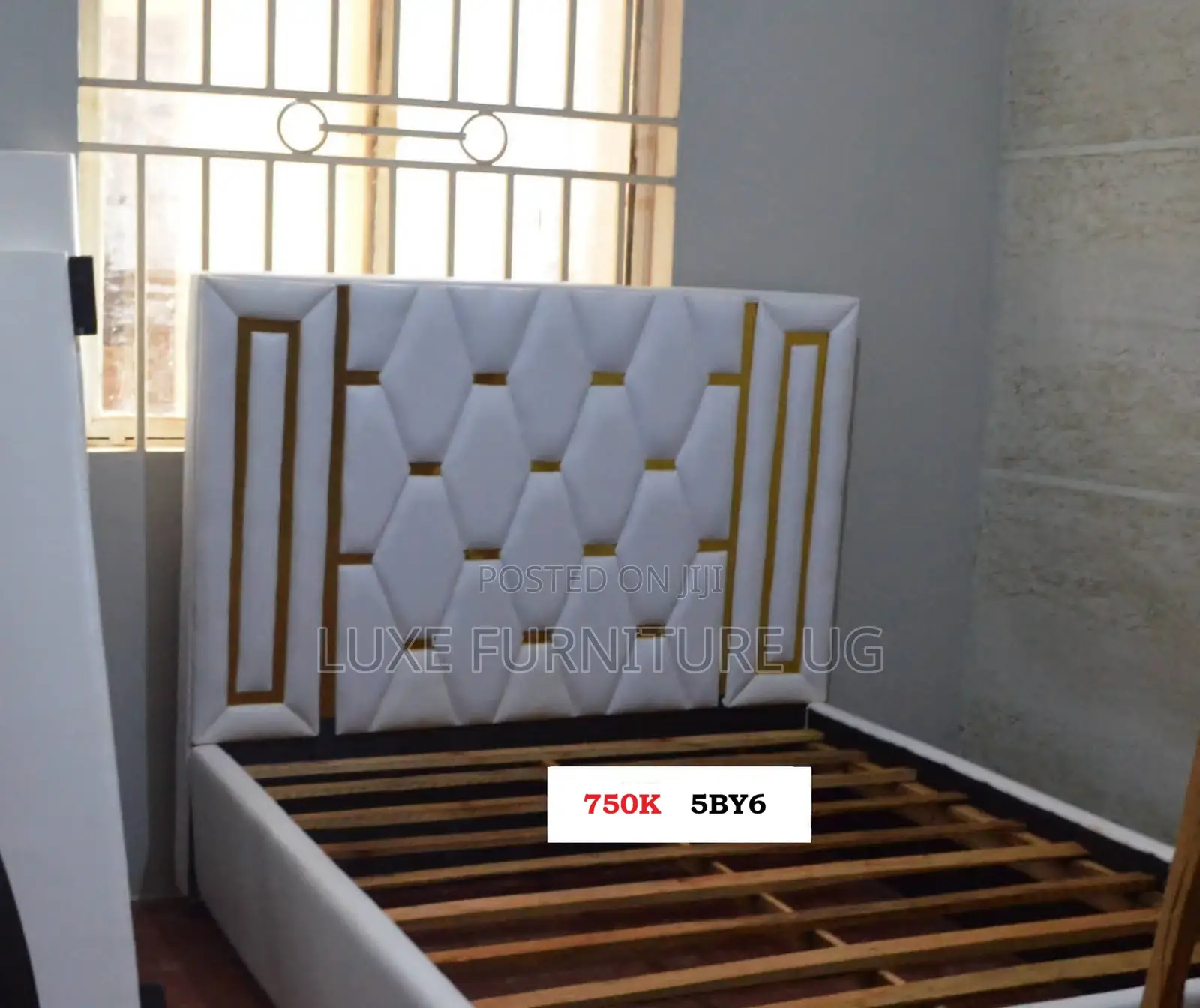 5 by 6 Leather Bed White