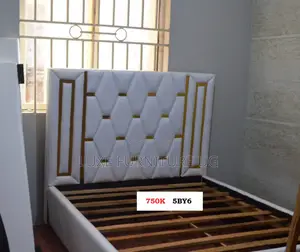 5 by 6 Leather Bed White