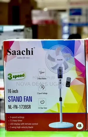 Saachi 16inch Stand Fan With Remote Control and 3 Speed Setting