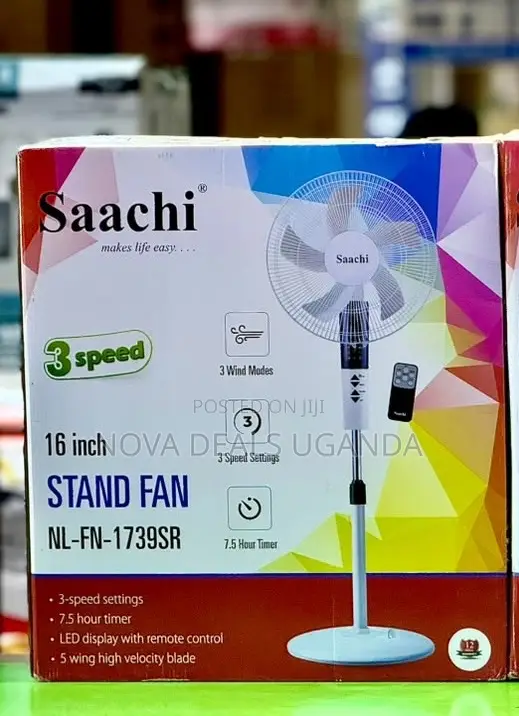 Saachi 16inch Stand Fan With Remote Control and 3 Speed Setting