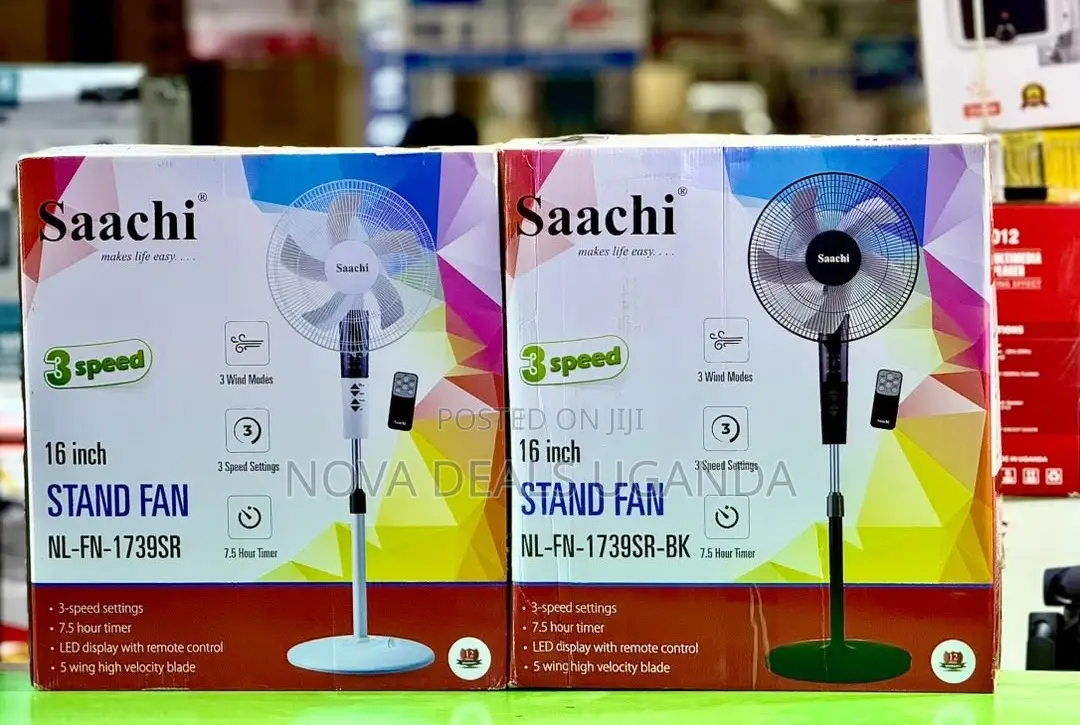 2pc Saachi 16inch Stand Fan With Remote Control, 3 Speed Setting