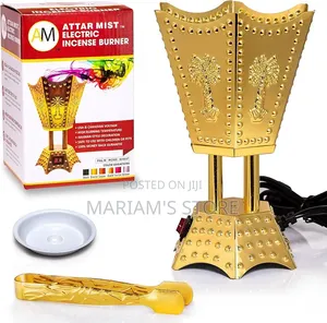 Metallic Electric Bakhoor Incense Burner, Often Featuring a Palm Tree.