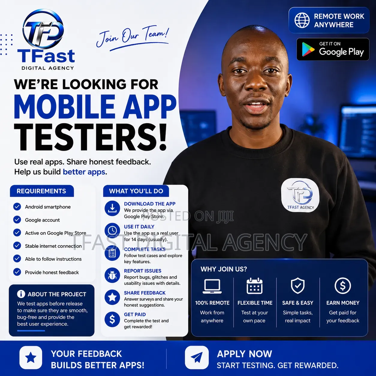 Remote Mobile App Tester (Google Play) – Paid Freelance